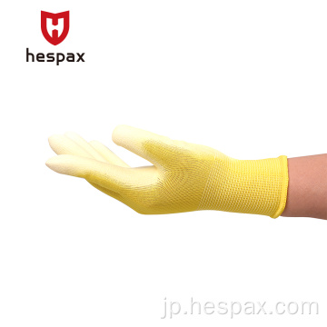 Hespax 13GポリエステルEN388 PUアセンブリワークグローブ